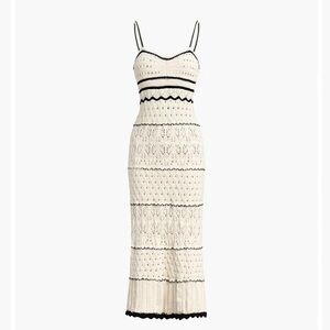 Cream and Black Crochet Maxi Dress